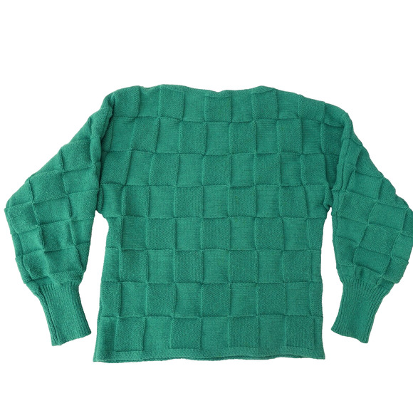 Unbranded Sweaters - Women's Sweater S Woven Green Tight Knit Crew Neck Ribbed Long Sleeve Pullover